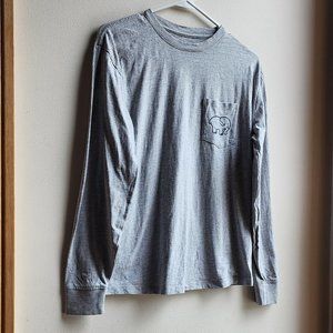 ivory ella Gray Long-Sleeve Elephant T-Shirt Size Small